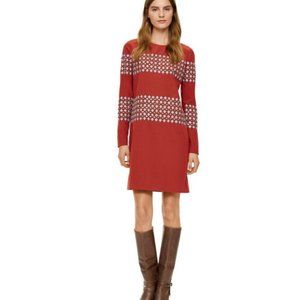 New Tory Burch Embellished Silk Long-Sleeve Dress